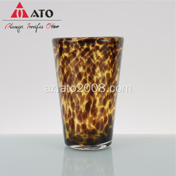 Yaradıcı Leopard Print Glass Meyvə Şirəsi Beer Kuboku